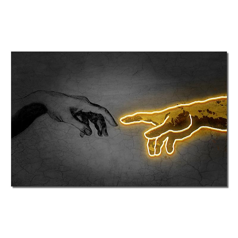 

Черно-золотая картина маслом из рук в руки на холсте, художественные плакаты и принты Cuadros на стене, художественная картина для декора гостиной 21x30 No Frame