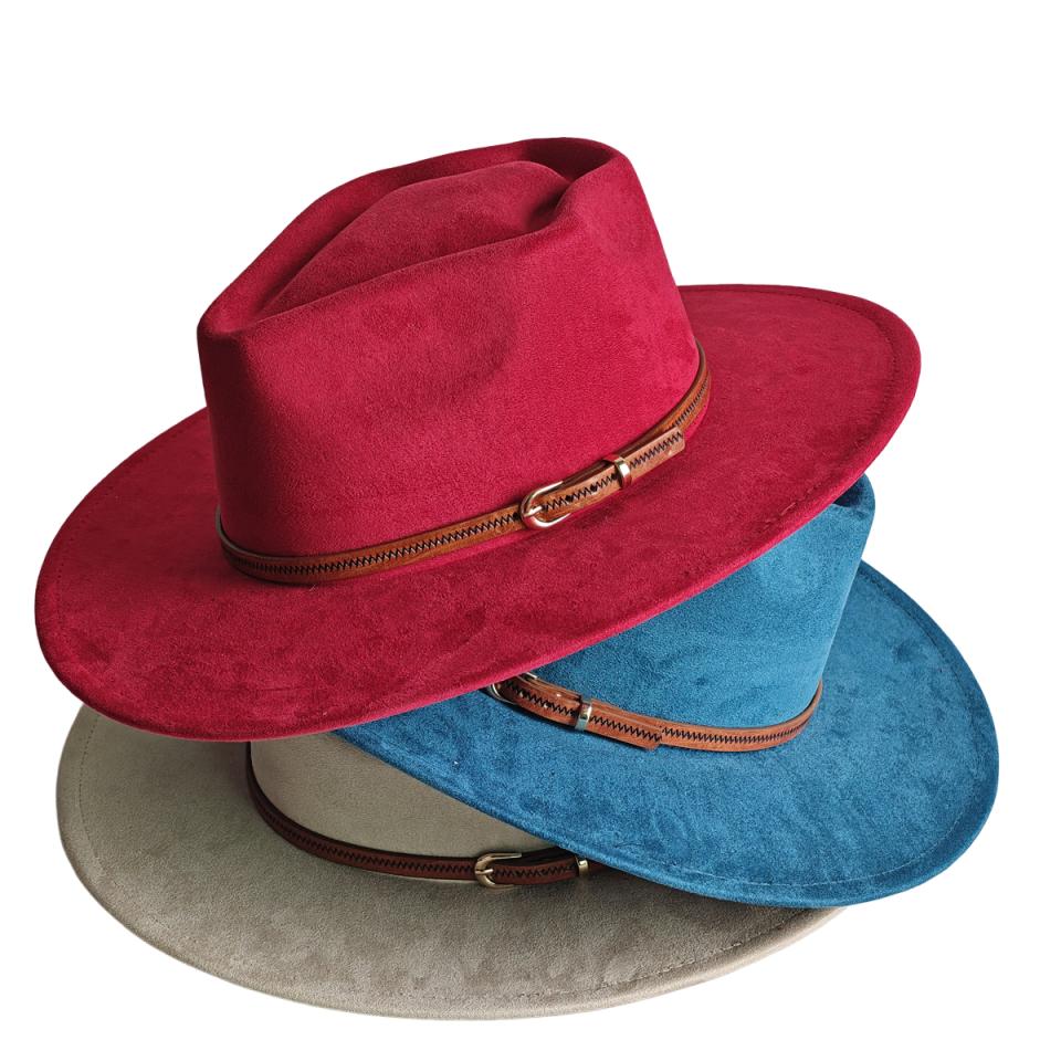 Freedom Outdoors Women's Red Arrow Top Vegan Suede Fedora Hat For Men Suitable For Pyrography Painting Gifts Party Etc Wholesale Sombrero Hombre 56-58Cm