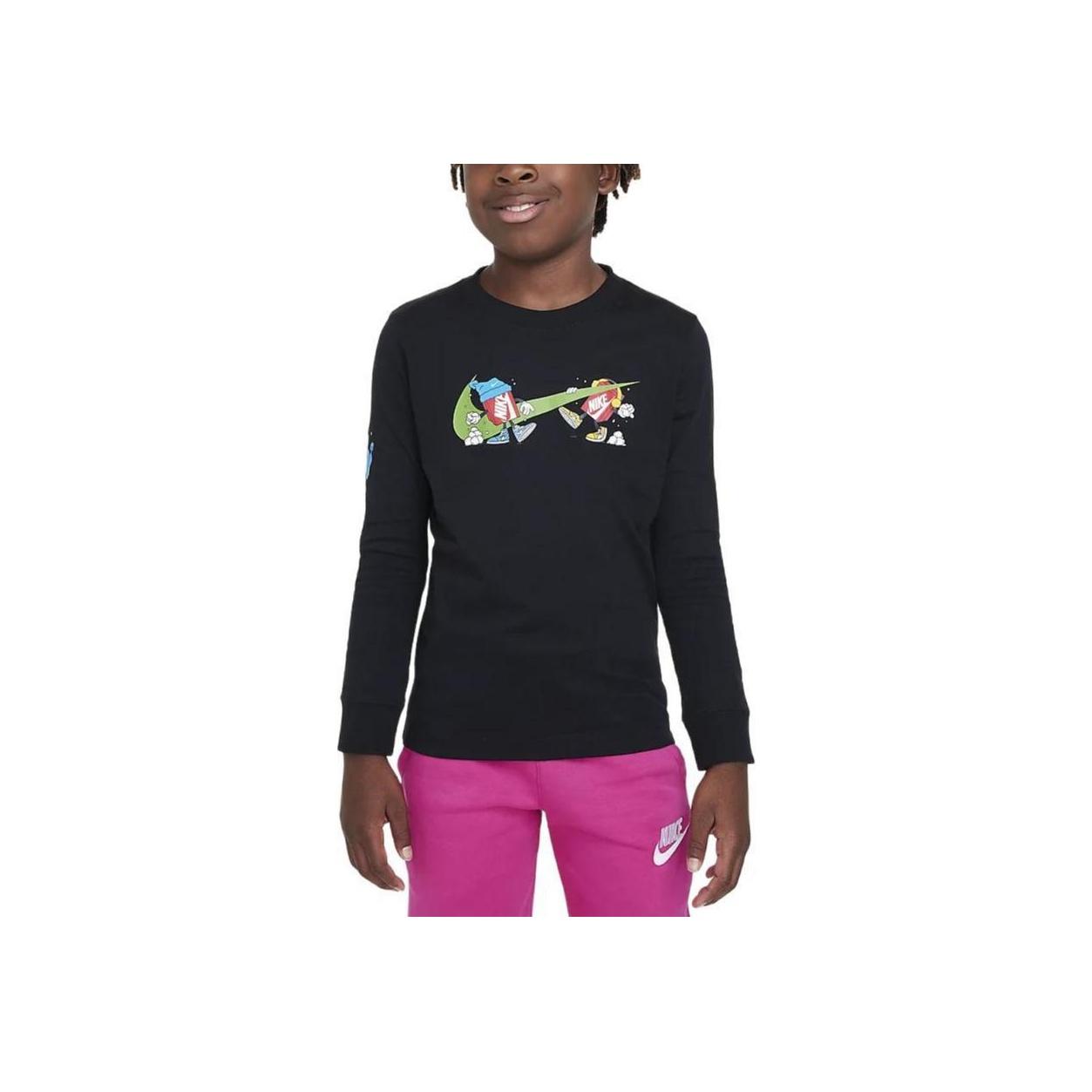

Nike Sportswear Crew Neck Comfortable Casual Long Sleeve T-Shirt Kids Tops Black HF6006-010 M