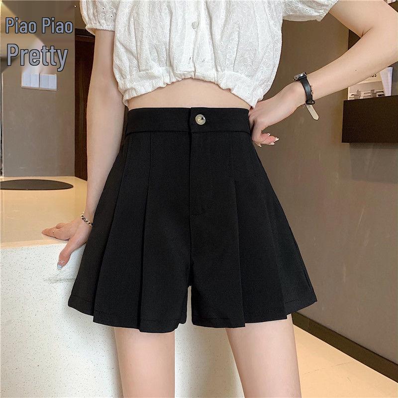 

Летняя юбка-шорты плиссе с высокой талией 2024: Похудение, Универсальная Женская Повседневная Мода S чёрный