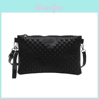 Pu Single Shoulder Bag With Rivets For Casual Street Style Daily Use