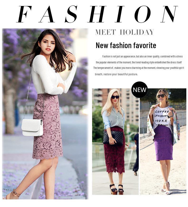 Women's Summer Slimming Lace Midi Skirt - French Fairy A-Line Bodycon