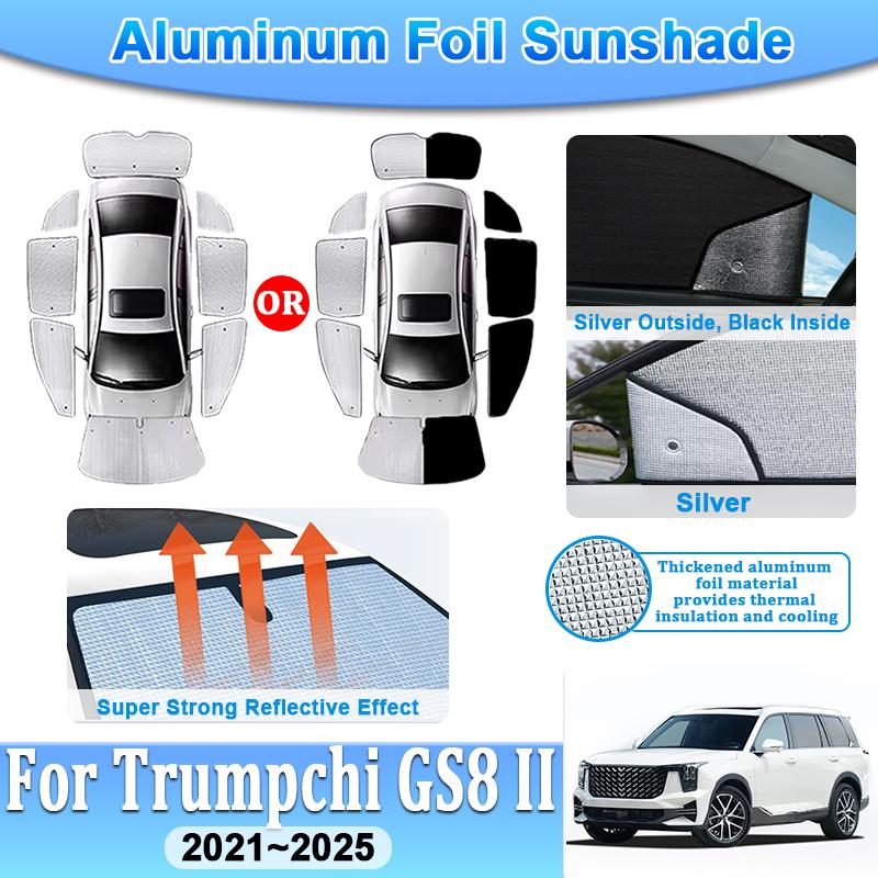 Car Sunshades For GAC Trumpchi GS8 Accessories II ES9 MK2 2021-2025 Auto Full Aluminum Foil Windshield Window Anti UV Sun Visors