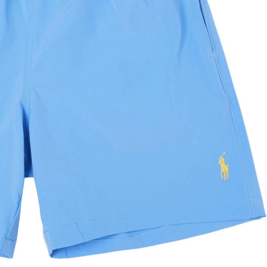 Polo Ralph Lauren Solid Color Pony Embroidered Elastic Waist Drawstring Casual Shorts Men shorts Light-Blue 710905989-001