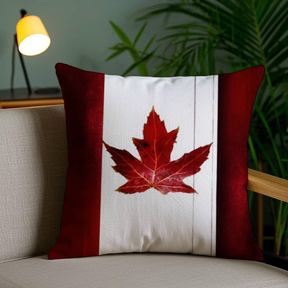 Canada Canadian Flag CA Leaf Pillow Case Sofa Short Plush Double-sided HD Printing Room Home Office Gift Cushion Cover