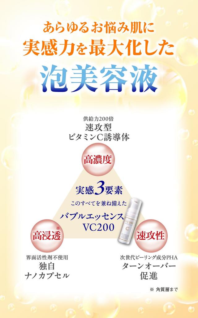 Bubble Essence VC200 Vitamin C Serum Vitamin C highly deeply and clear Skin care for women and Made in sai-sai (Foam / 45ml) derivative, concentrated,