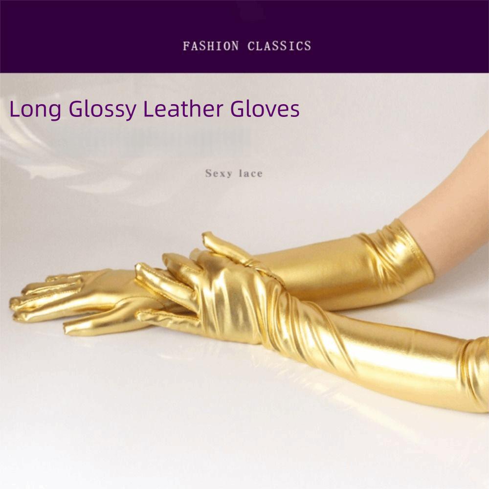 Shiny Bright Leather Gloves Long/Short Punk Mittens Gothic Etiquette Gloves Cosplay
