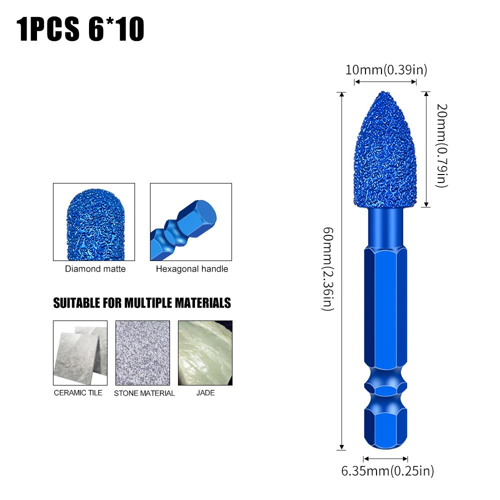 Hexagonal Shank Grinding Head Marble Tile and Stone Grinding Head New Type of Brazing Drilling and Grinding Head