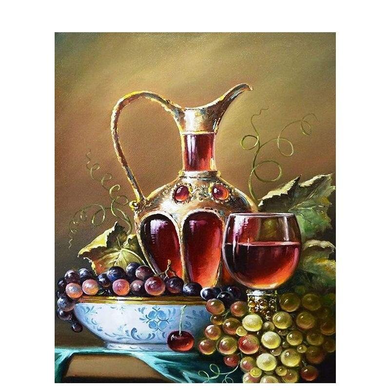5D Diy Diamond Painting Coffee Dessert Full Round Diamond Art Embroidery Mosaic Still Life Home Decoration 40x50cm