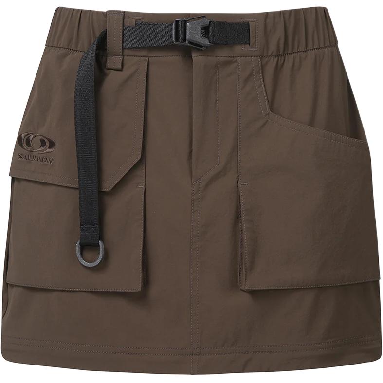 SALOMON Barevně blokovaná šněrovací kapsa midi ležérní sukně Dámské sukně Hnědá C28190