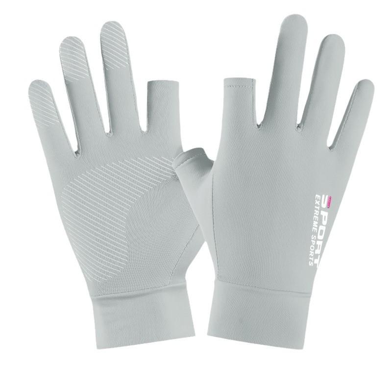 Eis-Seide Sonnenschutzhandschuhe Herren Sommer Dünn Rutschfest Atmungsaktiv Outdoor Reiten Fahren Angeln Leckend Zwei und ein halber Finger Handschuhe