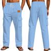 Pantaloni Casual Estivi da Uomo in Cotone e Lino - Gamba Dritta - Monocolore