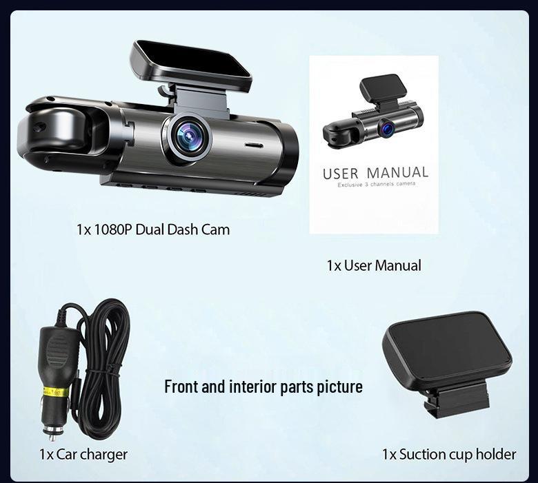 

2K HD Видеорегистратор с двумя объективами и записью салона, ночным видением и WiFi