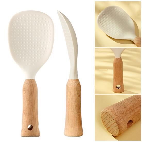 Silicone Rice Spoon for Cooker Ergonomic Handle Spoon Scratch-Resistant Non-Stick Essential Kitchen Utensil for Serving Mixing