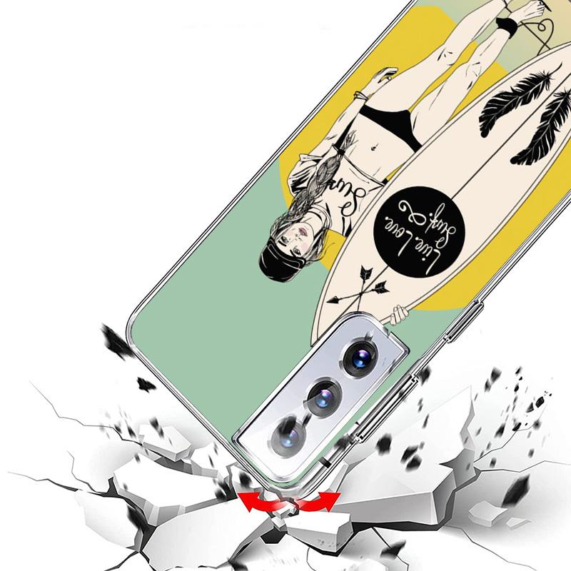 Surfbrett Surfen Surf-Mädchen Sommer Handyhülle für Samsung Galaxy S26 S25 Edge S23 S24 Ultra S22 Plus S21 S20 FE Einzigartige Hülle Sof