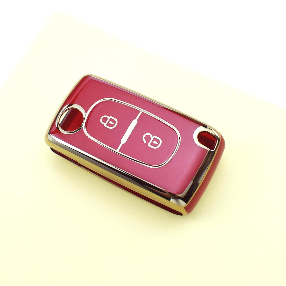 2/3 Buttons Fashion Gold Edge TPU Car Remote Key Case Cover Shell Fob Holder For Peugeot 607 3008 5008 107 207 307 308 407 For Citroen Xsara C5 C6 C8