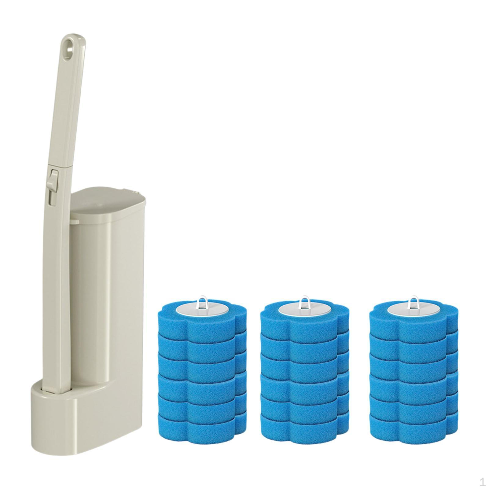 

Toilet Bowl Brush Cleaning System Wall Mounted Long Handle with 18 Refills for Bathroom Ocean Flavor