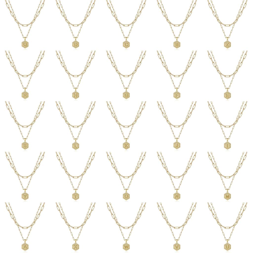 Gold Layering Paperclip Chain Necklace Adjustable Initial Necklace Jewelry