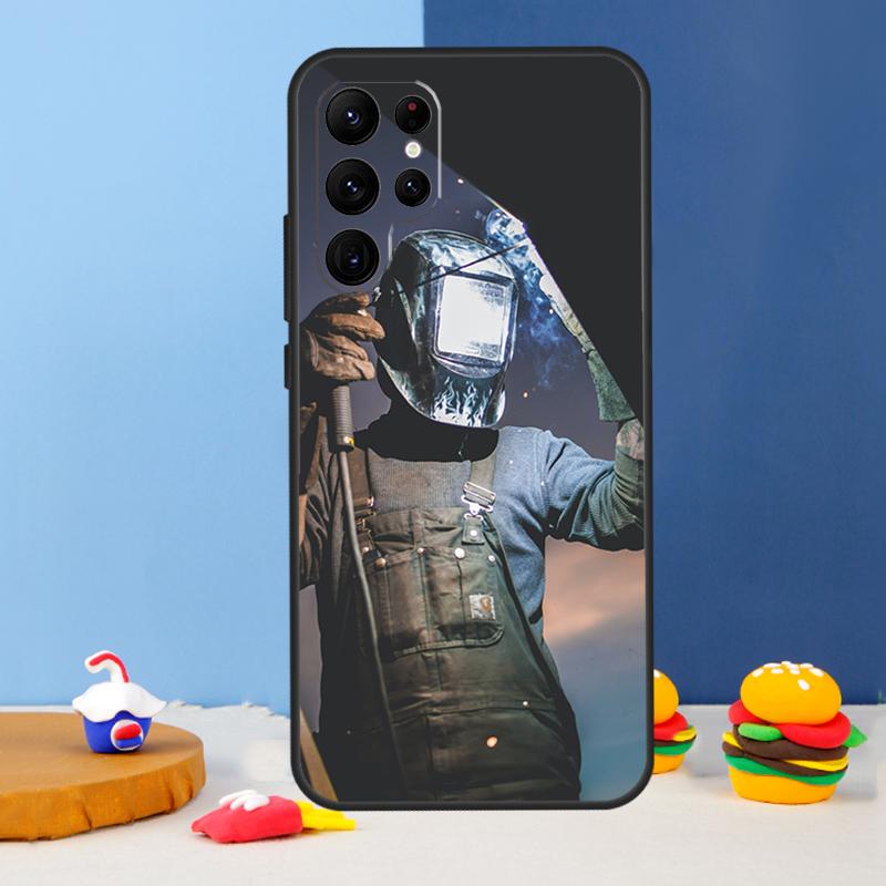 Welder Welding Hot Metal Worker Phone Case For Samsung Galaxy S25 S24 Ultra S9 S10 S20 S22 S21 S23 Plus S24 FE Cover Coque