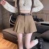 Women's High Waist Corduroy Pleated Mini Skirt Shorts - Autumn/Winter 2024 Collection