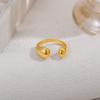 18K Gold Plated Geometric Open Rings Punk Glossy Waterdrop Teardrop Metal Finger Ring Retro Aesthetic Zircon Wholesale Anillos
