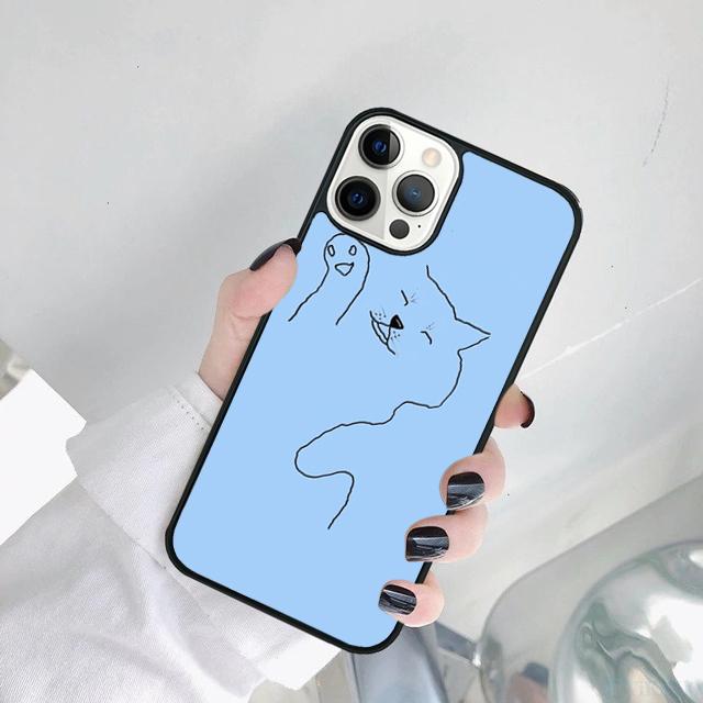 Minimalist line Cat Phone Case Cover For iPhone 17 Air 15 Pro MAX 16 Plus 14 12 11 13 coque