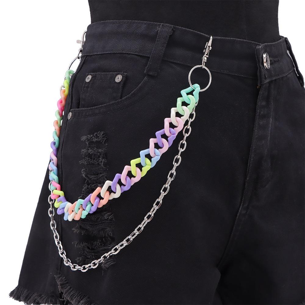 Double Layer Star Belt Chain Acrylic Cross Pants Chain Punk Heart Waist Chain  Jeans Decor