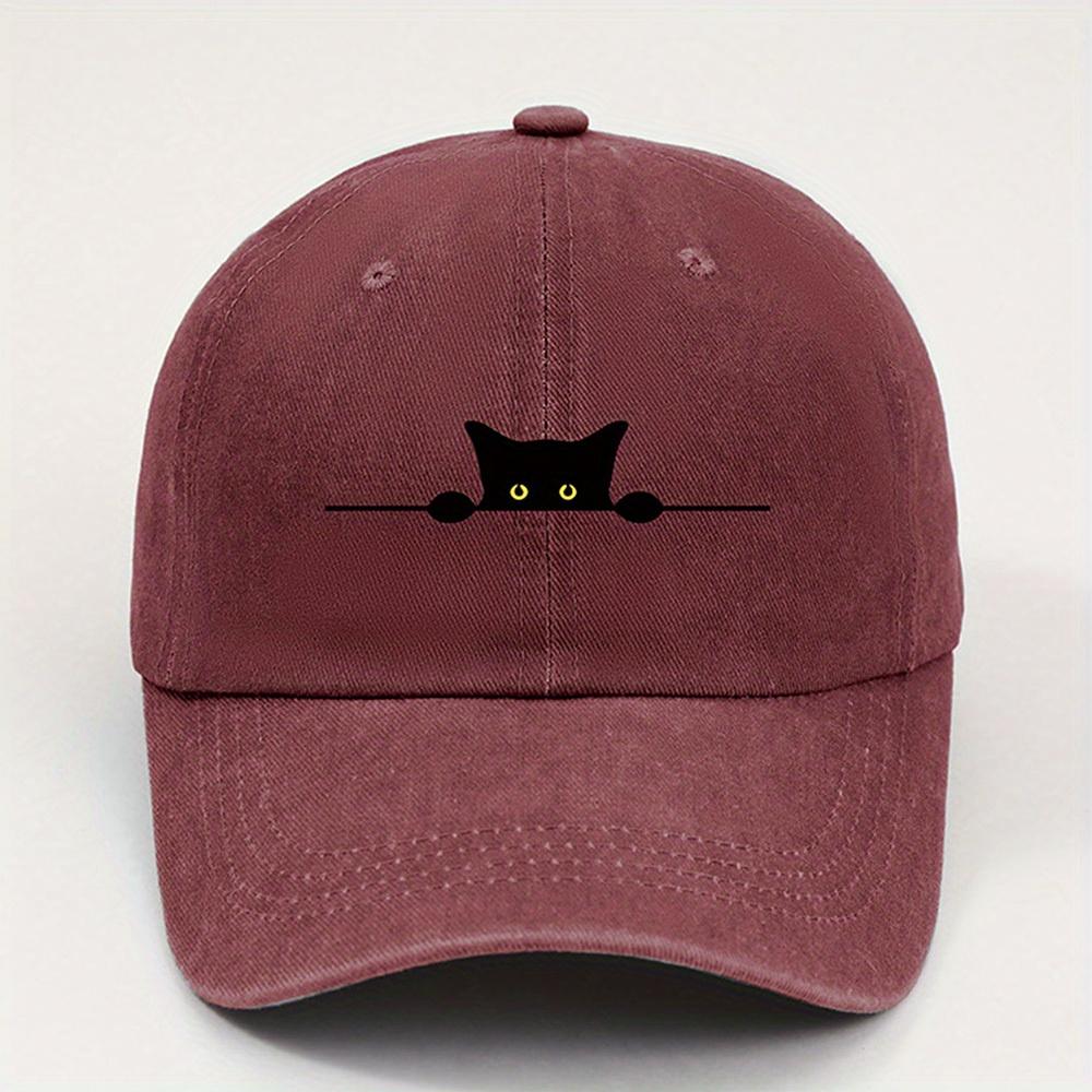 cute black cat printed baseball cap for Unisex and Women washable casual outdoor caps breathable for summer student sun hat