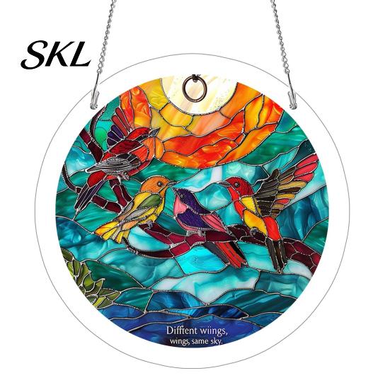 Home Decor Puzzle Gift Acrylic Suncatcher, Colorful Window Hanging, 7.48 Inch Sun Catcher Stained Glass Decoration Ornament, Ideal for Gifting