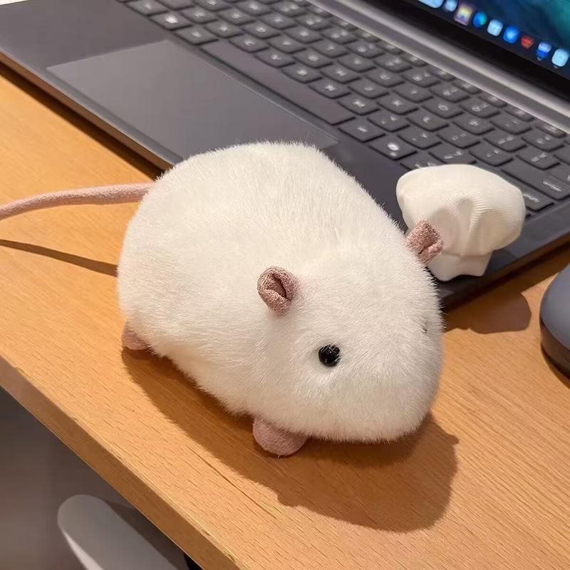 Fluffy Stuffed Hamster Plush Toy Soft Kawaii Rat Doll Cute Stress Relief Sleep Companion for Children Bedside Nap Pillow