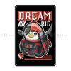 Astronaut Space Penguin Cruiser Metal Bar Decoration Designing Tin Sign Poster