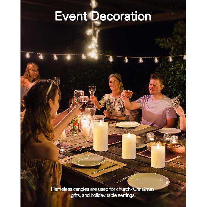 LOGUIDE Flickering Flameless Candles with Remote Timer, Realistic 3D Moving Flame with Real Wax Pillar LED Candles,Lasting 500+Hours Battery Operated
