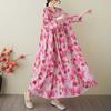 Ladies' Gentle Wind and Cloud Brocade Cotton and Hemp Hooded Printed Dress