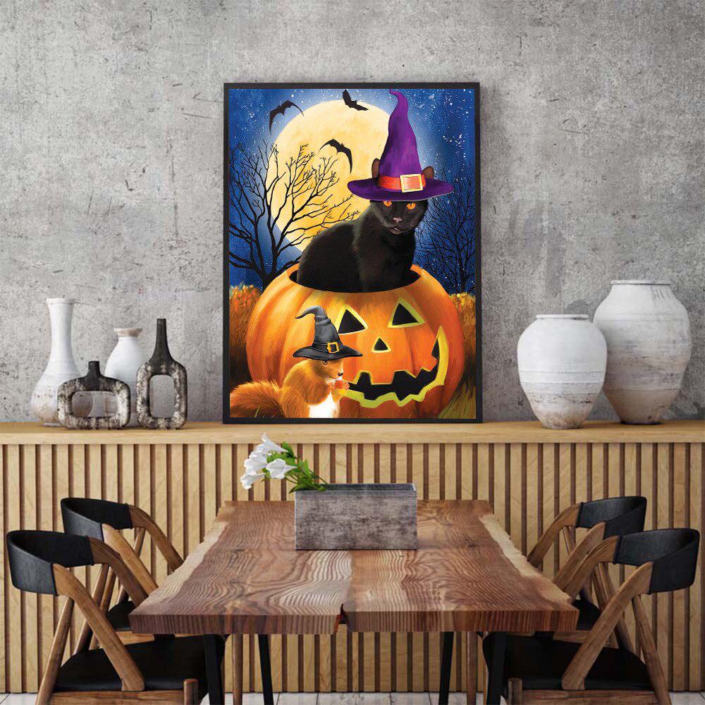 Kjøp 5d diamant maleri rund katt diamant broderi gresskar diamant  rhinestones bilde Halloween gave | Joom Norge, image size:1000x1000
