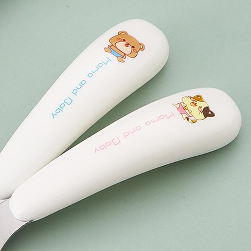 Baby Füttergeschirr Set Kinder Utensil Edelstahl Kleinkind Essgeschirr Besteck Cartoon Säuglingsnahrung Fütterlöffel Gabel