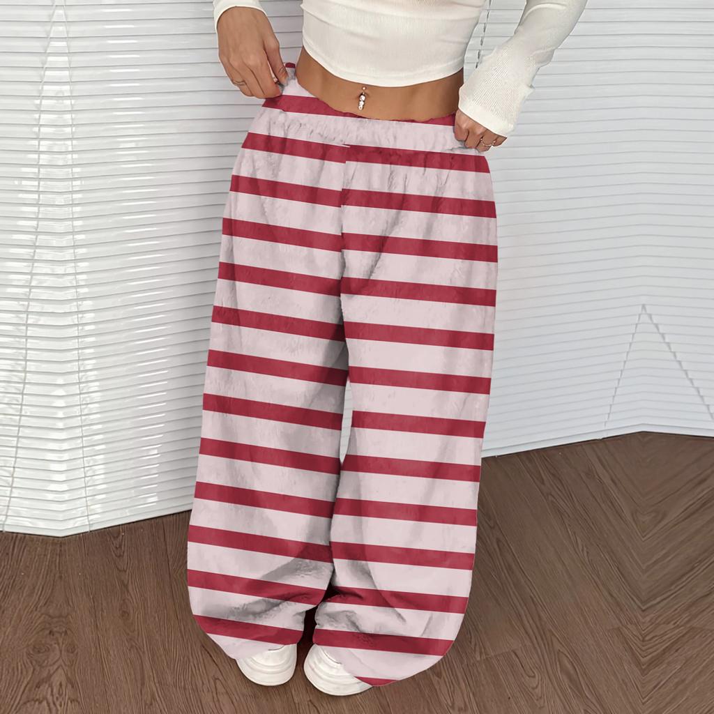 Women's Casual And Fashionable Printed Elastic Waist Loose Wide Leg Pants