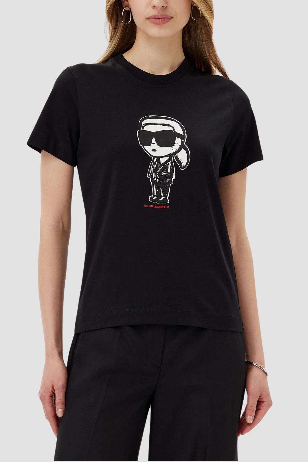 Karl Lagerfeld Noir Femme T-Shirt Croquis Iconique Karl M beige