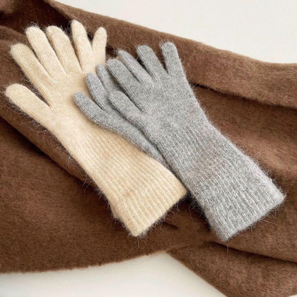 Faux Fur Long Rabbit Fur Gloves Warm Winter Women Gloves Breathable Full Finger Mittens Gift