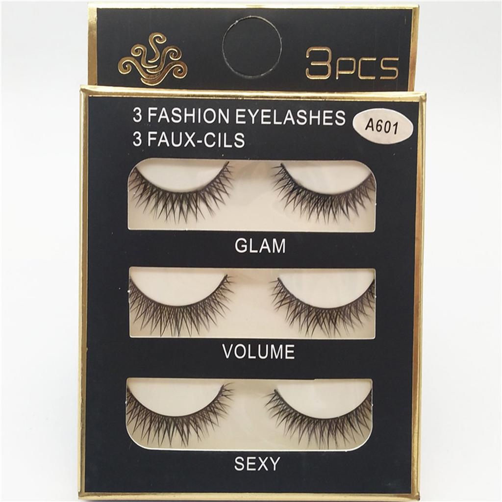3Pairs Fashion False Eyelashes Long Lashes Extension Natural Looking Fake Eyelashes for Women Girls Party Daily Makeup