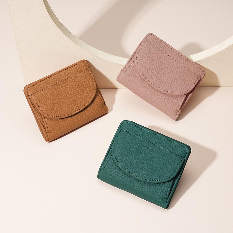 Lychee Pattern Ladies' RFID Genuine Leather Wallet - Japanese Style Cowhide Coin Purse