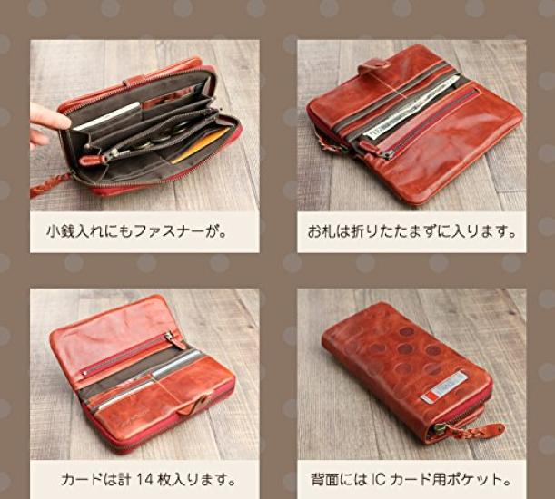 Raff Raff Green Dot Embossed Long Wallet Women's Zip-Around