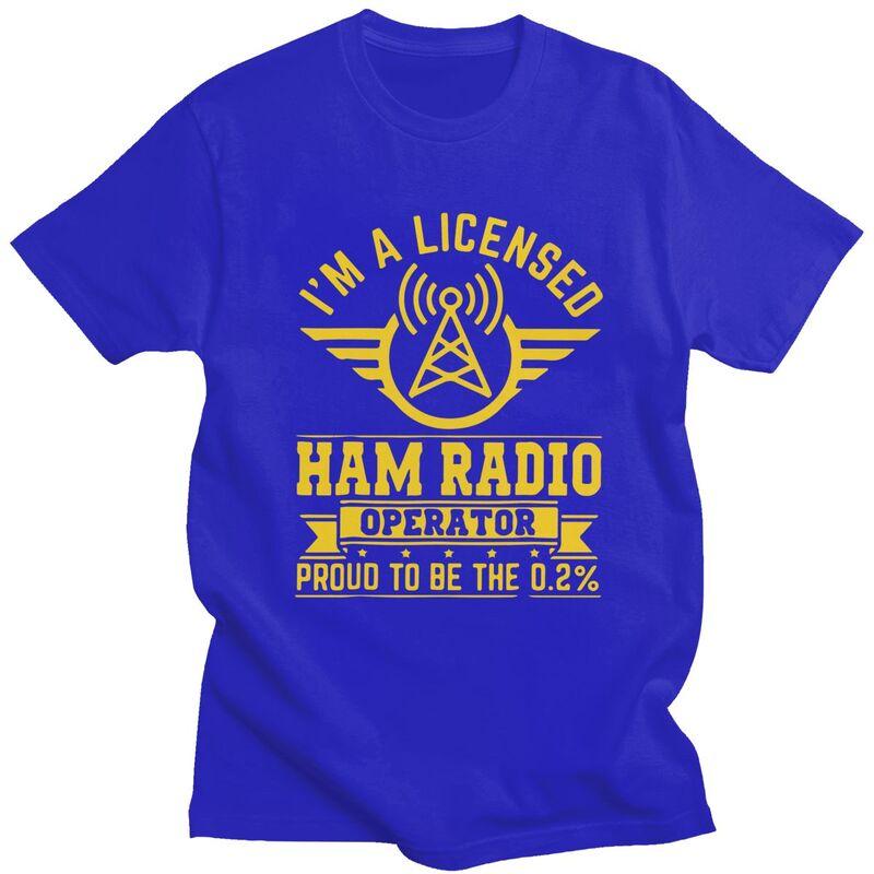 Custom Klassiek Gelicentieerde Ham Radio Operator T-shirts Heren Korte Mouw T-shirt Casual Tee Tops Puur Katoen Slim Fit T-shirt Merchandise