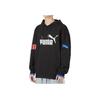 PUMA Power Colorblock Hoodie With Solid Logo Print Men Tops Black 676667-56