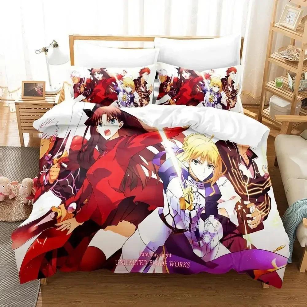 3D Print Anime FateStay Night Unlimited Blade Works Bed Set Duvet Cover Pillowcase Bedding Set Bed Linen Sheet Quilt Cover Full