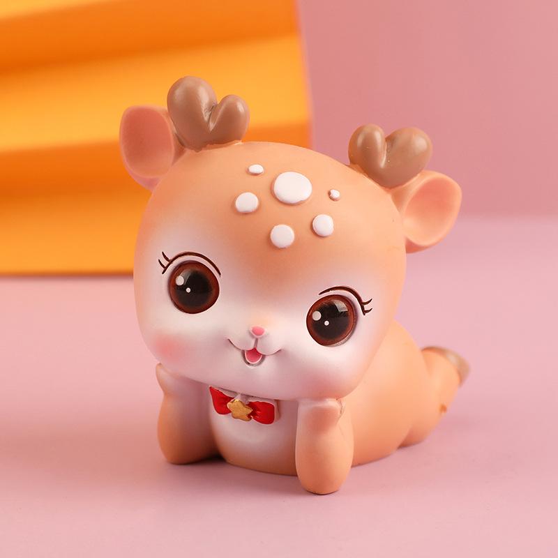 Cute Resin Deer Figurines with A Heart Full of Girlishness, Home Figurines, Student Gifts and Car Figurines