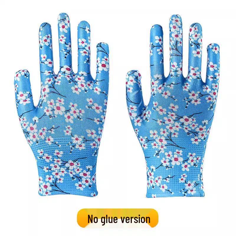 Women's Non-Slip Breathable Nylon Work Gloves - Durable, Thin, and Patterned for Labor Protection