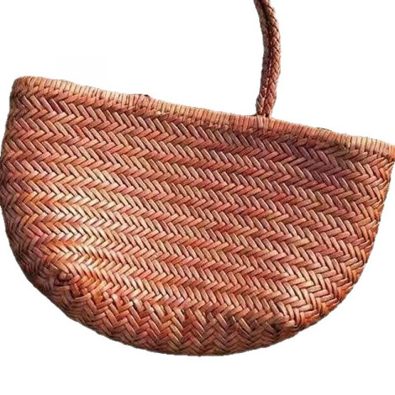 Yi Jinyuan French Vegetable Basket Bag Cowhide Hand-woven Women's Photo Minority Authentic Leather Seaside Vacation Handbag