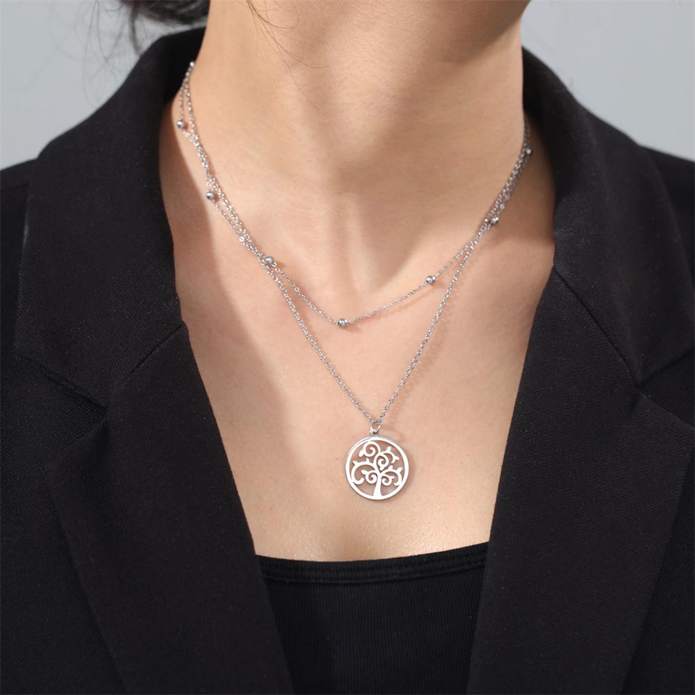 Cazador Stainless Steel Tree of Life Necklace Vintage Gold Color Plant Chain Necklace for Women Jewelry Wholesale 2026 Birthday