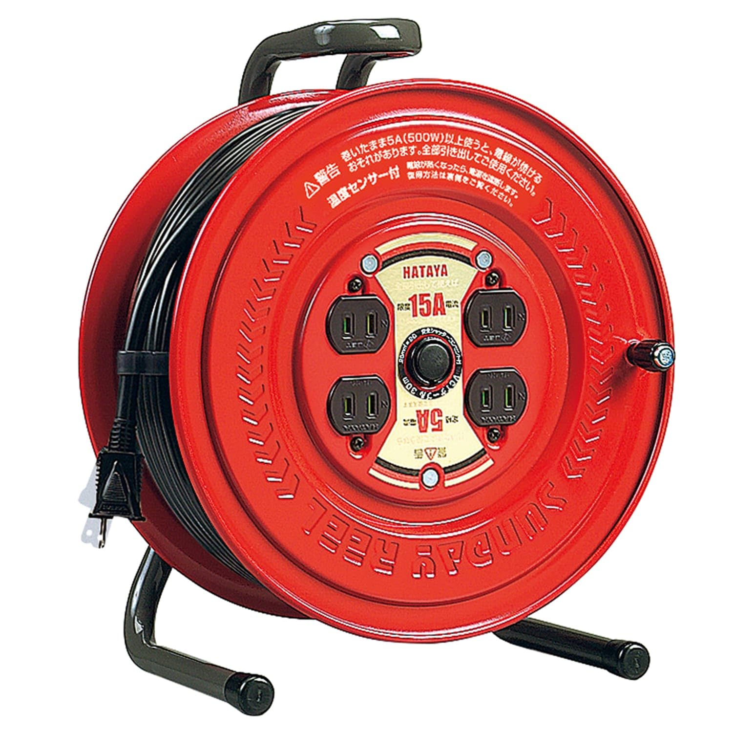 

HATAYA Sunday 30м Стандартний Температурний Датчик Запобігає Перегріву 4 Розетки Пилозахищений Плоский Передок для та Будівельного Майданчика Котушка GS-30S, Для Приміщень, 100В,