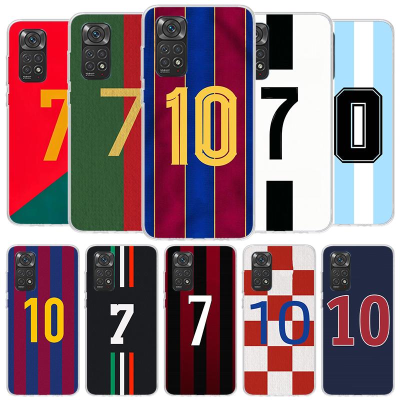 FootBall SuperStar Number C 7 10 Cover Phone Case For Xiaomi Redmi Note 15 14 13 12 11 10 Pro Plus 14S 12S 11S 11T 11E 10S Soft
